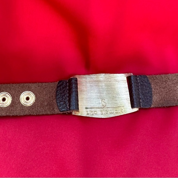 LISA STEWART Gold Plate/ Dark Brown Leather Initial "A"
Cuff Bracelet - Picture 4 of 5